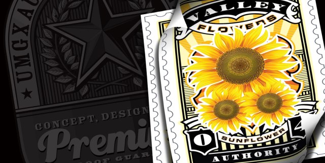 UMGX Designed And Illustrated Sunflower Authority Label Vintage Stamp Art Poster